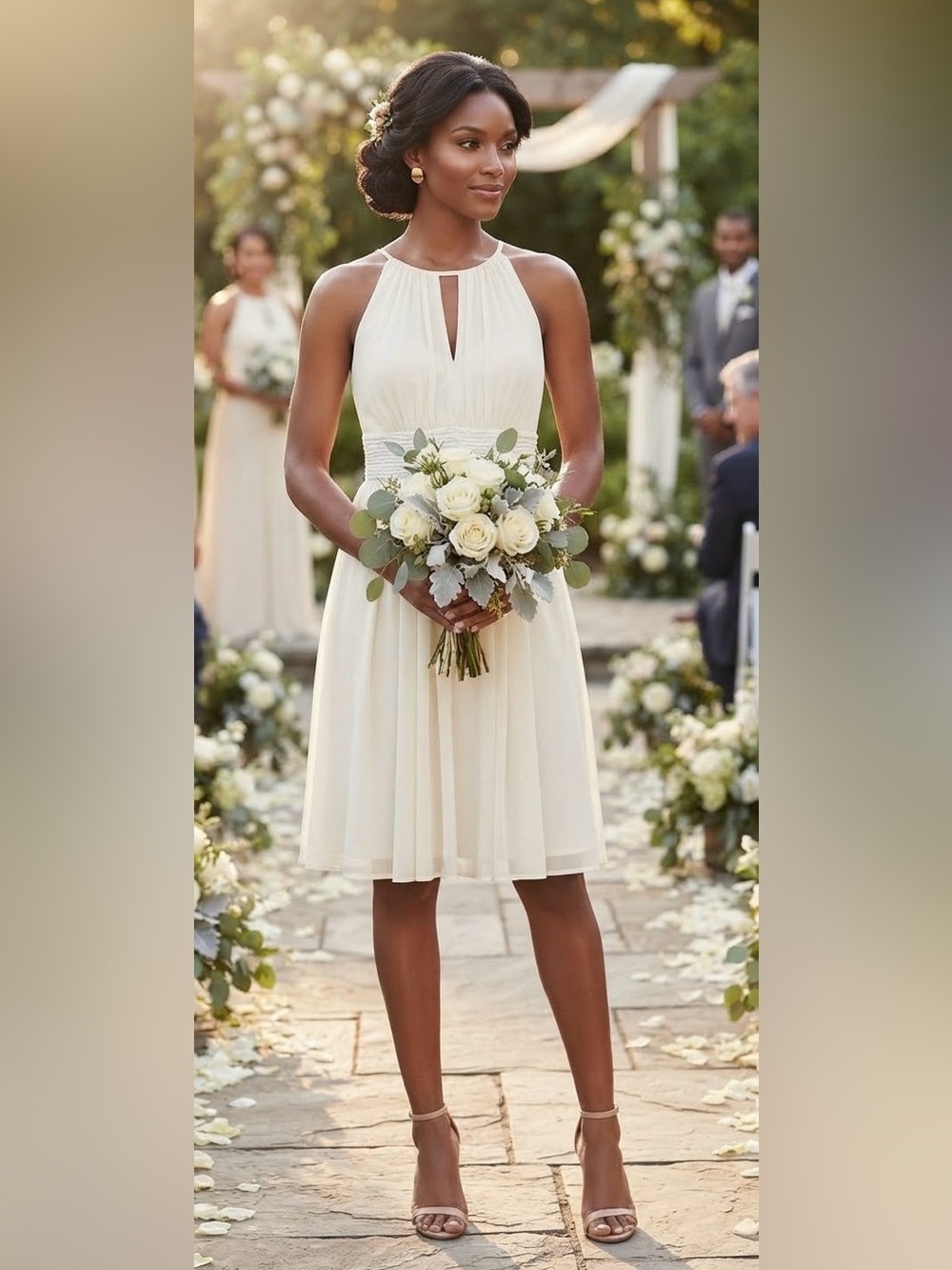 David's Bridal Bridal Gown, Bridesmaid MIDI Gown RN #49994, Women’s Sz 8